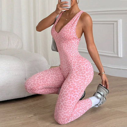 Leopard Print Scrunch Athletic Suit