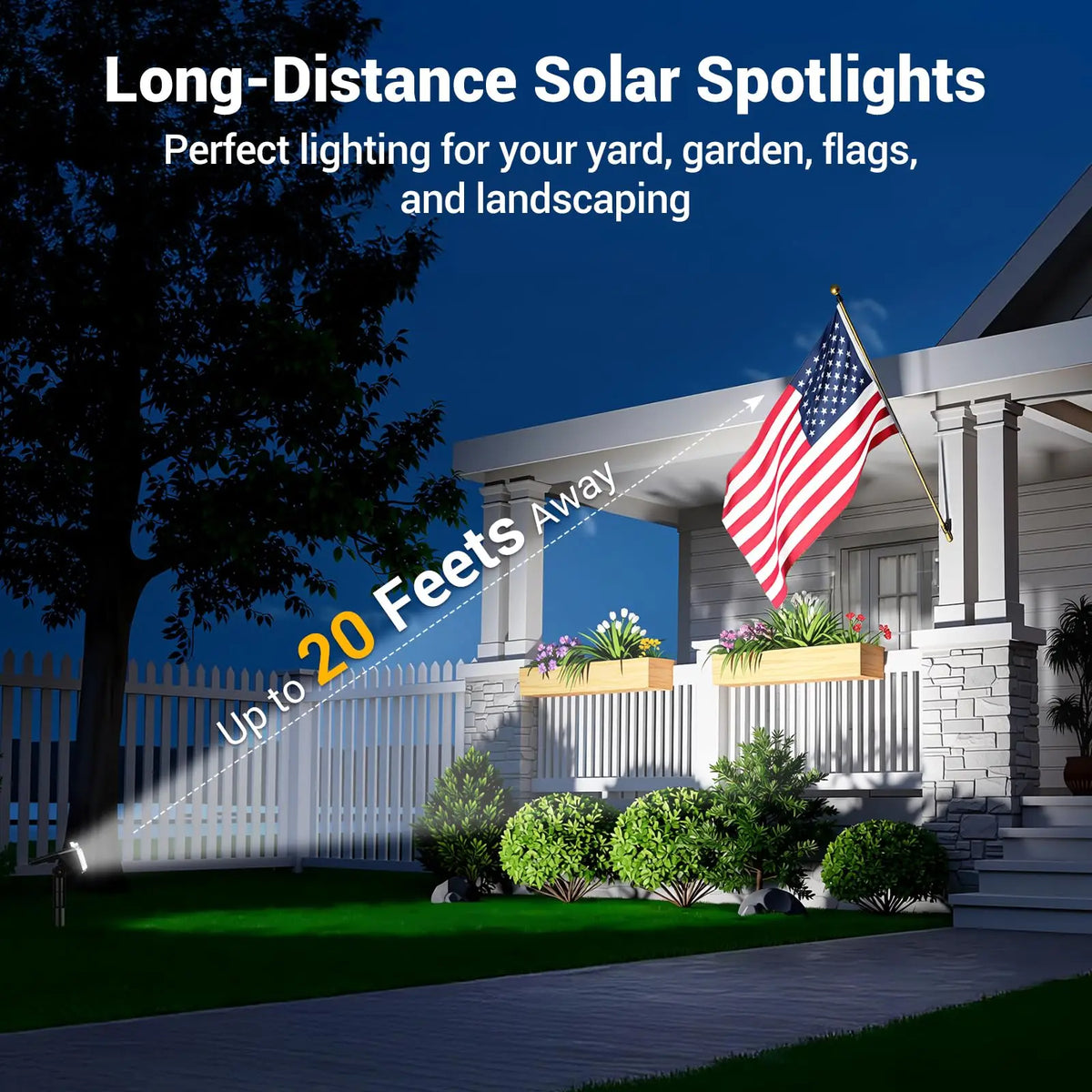 Solar Spot Lights Outdoor Waterproof IP65, 16 LED Super Bright 6500K Landscape Spotlights