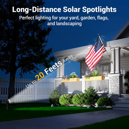 Solar Spot Lights Outdoor Waterproof IP65, 16 LED Super Bright 6500K Landscape Spotlights