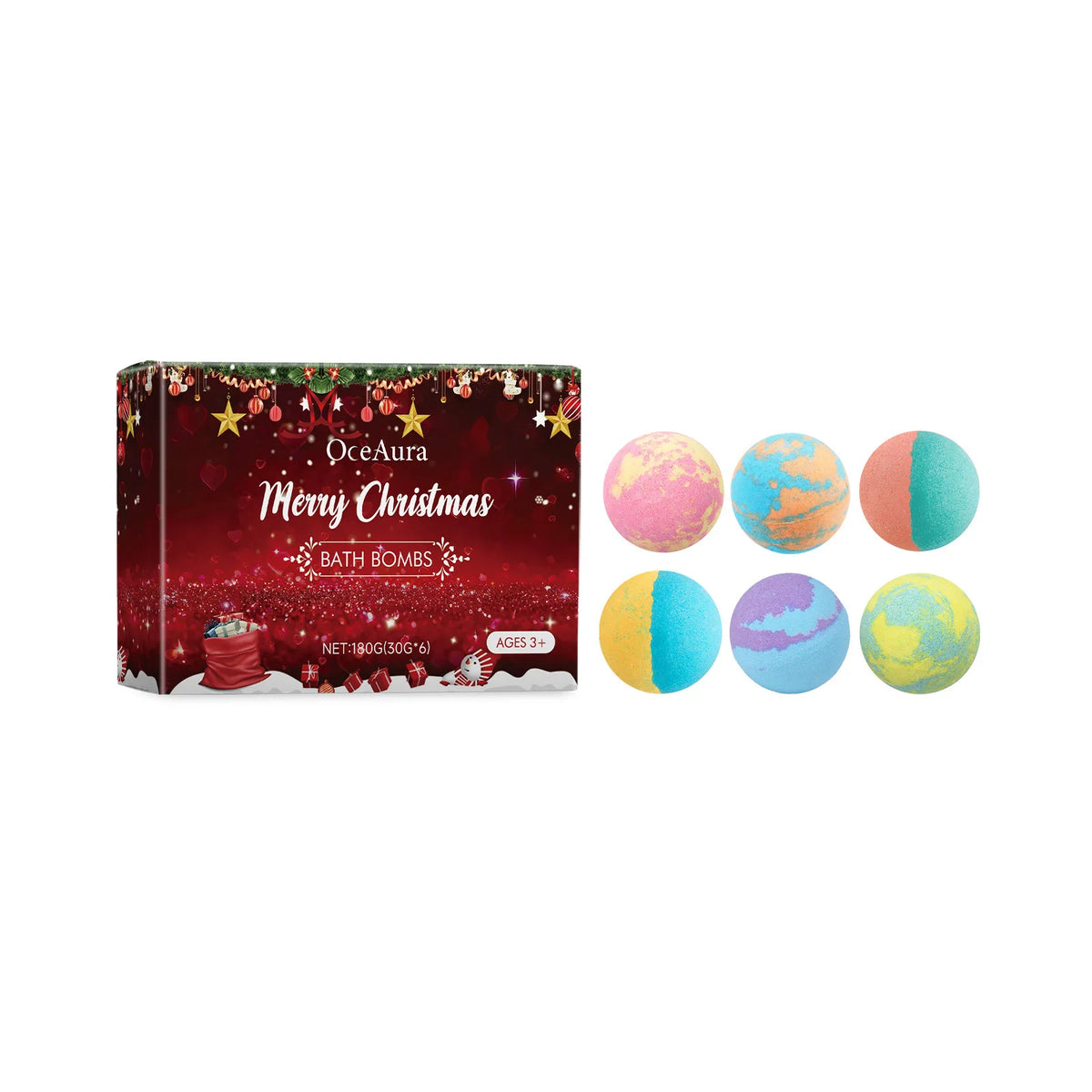 OceAura Festive Christmas Bath Bombs Gift Set