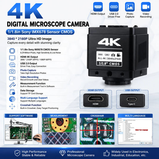 YIZHAN 4K Digital Microscope with Software and IMX678/IMX415 CMOS Sensor