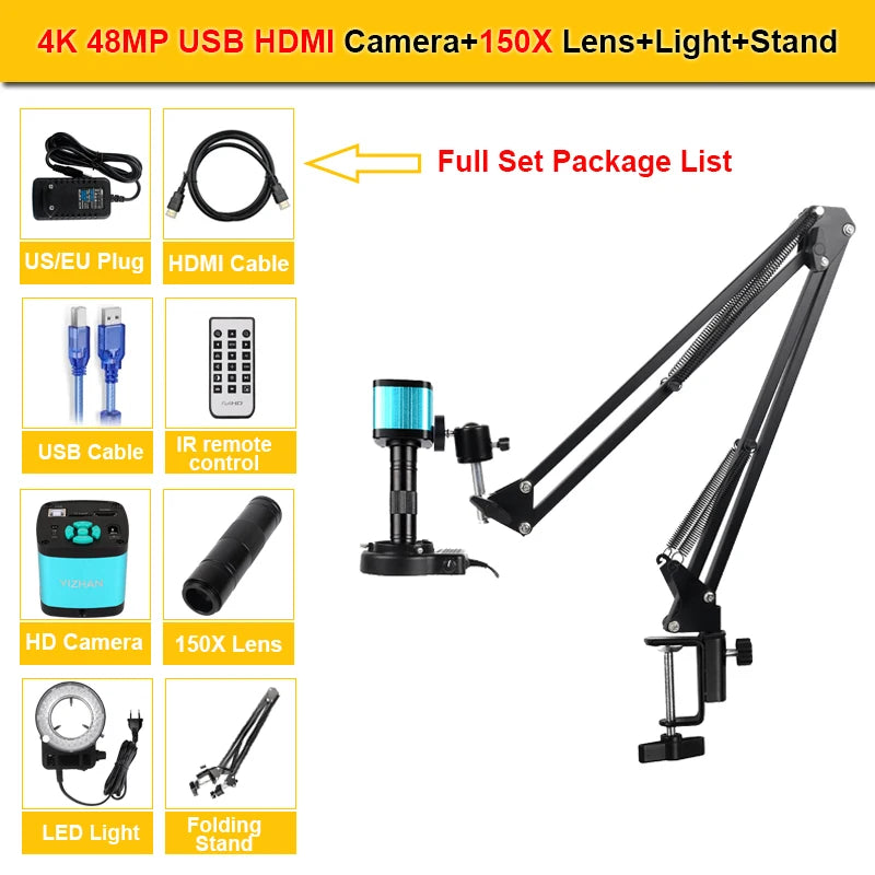 YIZHAN 150X Digital Microscope 4K 60MP HDMI USB