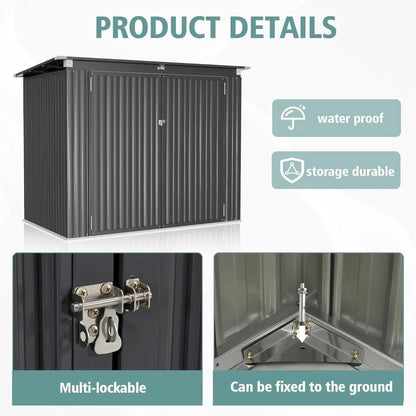 80 Cu. Ft Outdoor Trash Can Storage Shed w/Lockable Doors & Waterproof Lid Chain
