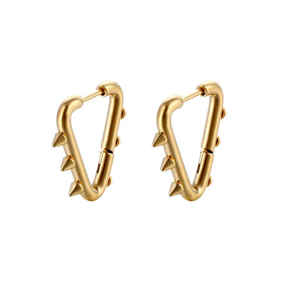 Stainless Steel Spike Huggie Hoop Earrings – Gothic & Punk Unisex Jewelry