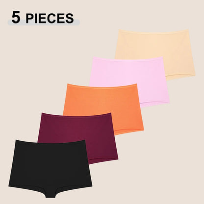 5Pcs Seamless Cotton Boyshorts
