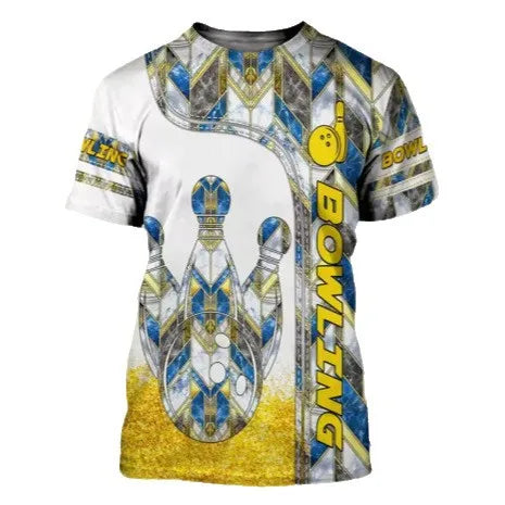 Vintage Strike Pin Graphic Bowling Shirt