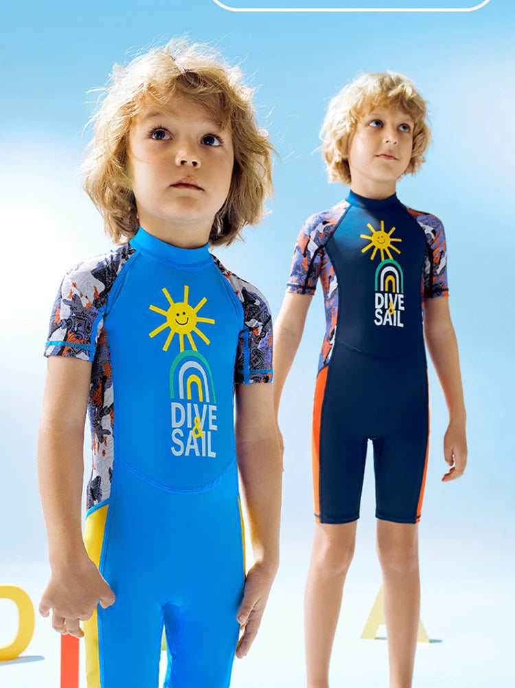 One-Piece Short-Sleeved Swimsuit