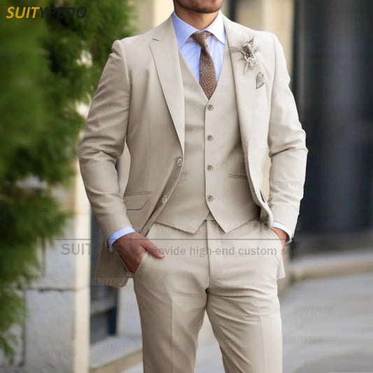 Men’s Elegant Formal 3-Piece Suit Set – Slim Fit Blazer, Vest & Trousers