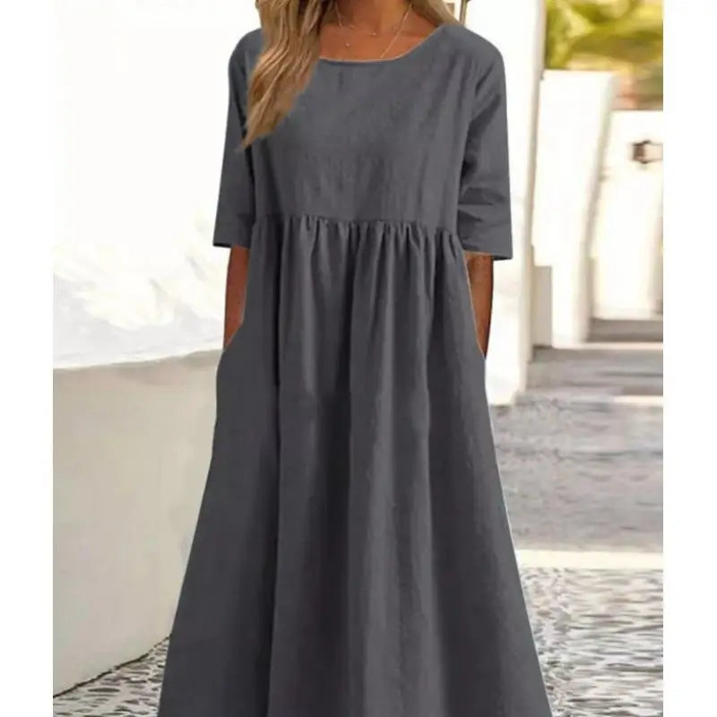 Women's Elegant Long Sleeve Flounce A-Line Dress