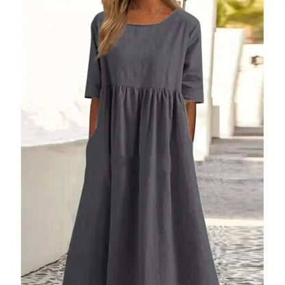 Women's Elegant Long Sleeve Flounce A-Line Dress