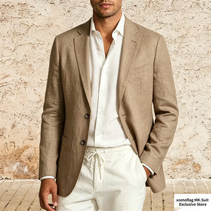 Men’s Lightweight Cotton Linen Suit Jacket – Casual Summer Beach Blazer & Sport Coat