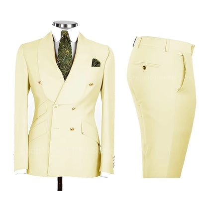 Men's Formal Double-Breasted Business & Wedding Suit Set