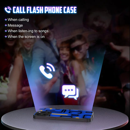 Luminous Animated LED Call Light Phone Case for iPhone 17, 16, 15, 14, 13, 12, 11 Pro Max – Tempered Glass Back Cover