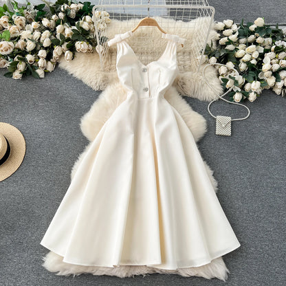 Elegance Rhinestone V-Neck High-Waist Party Dress