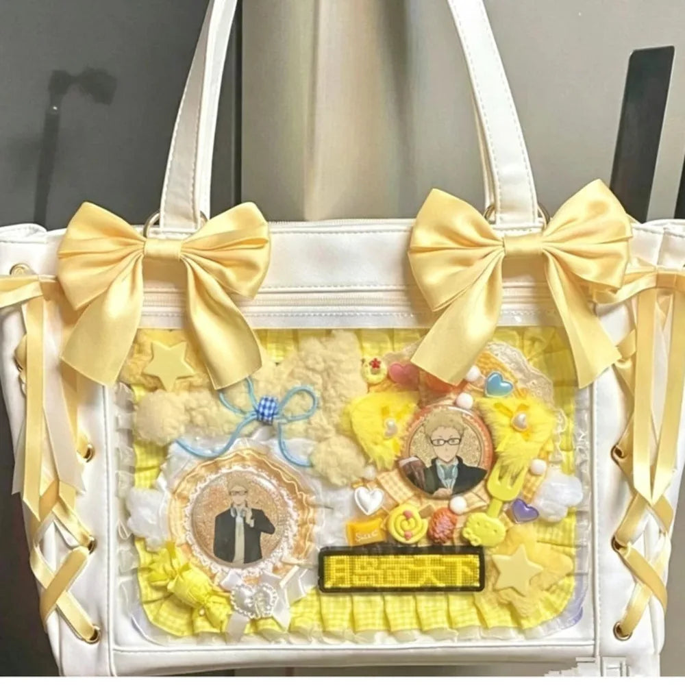 Japanese Cute Ribbon Ita Bag Transparent Lolita Tote Bag