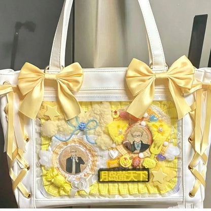Japanese Cute Ribbon Ita Bag Transparent Lolita Tote Bag