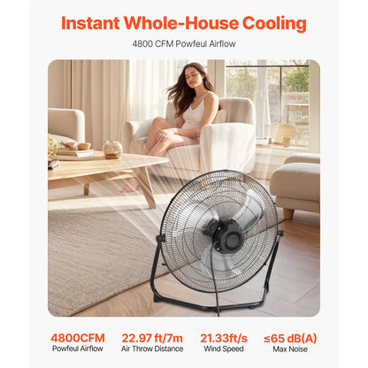 20-Inch High-Speed Industrial Floor Fan (4800 CFM)