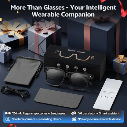 4K 8MP Smart Glasses w/HD Camera 150+Language Translation