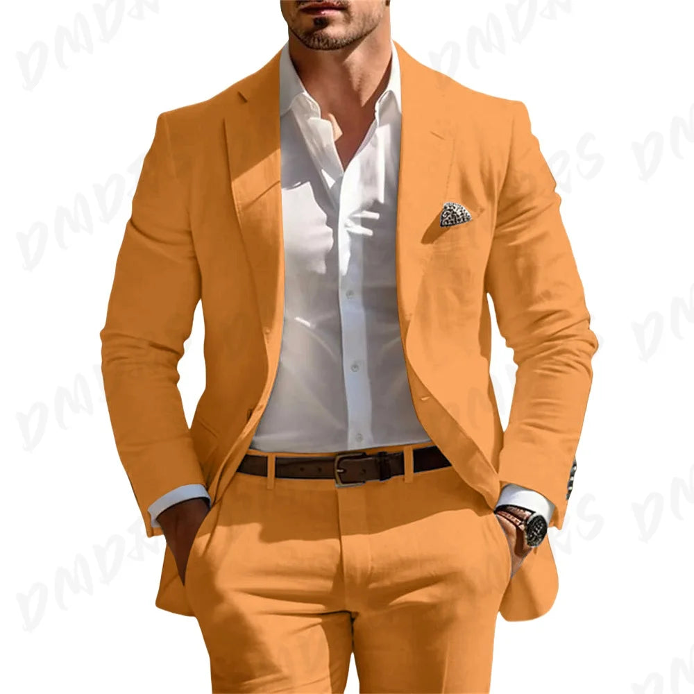 Men’s Formal Slim-Fit Suit Set – Premium Single-Breasted Wedding & Business Tuxedo