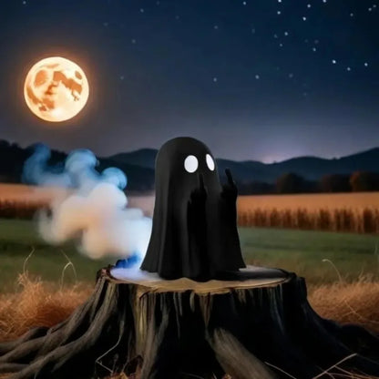 Ghost Resin Statue with Middle Finger Halloween Decor