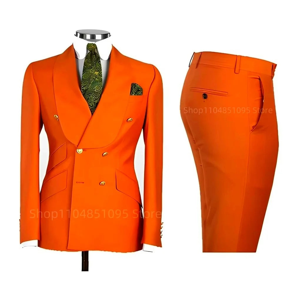 Men's Formal Double-Breasted Business & Wedding Suit Set