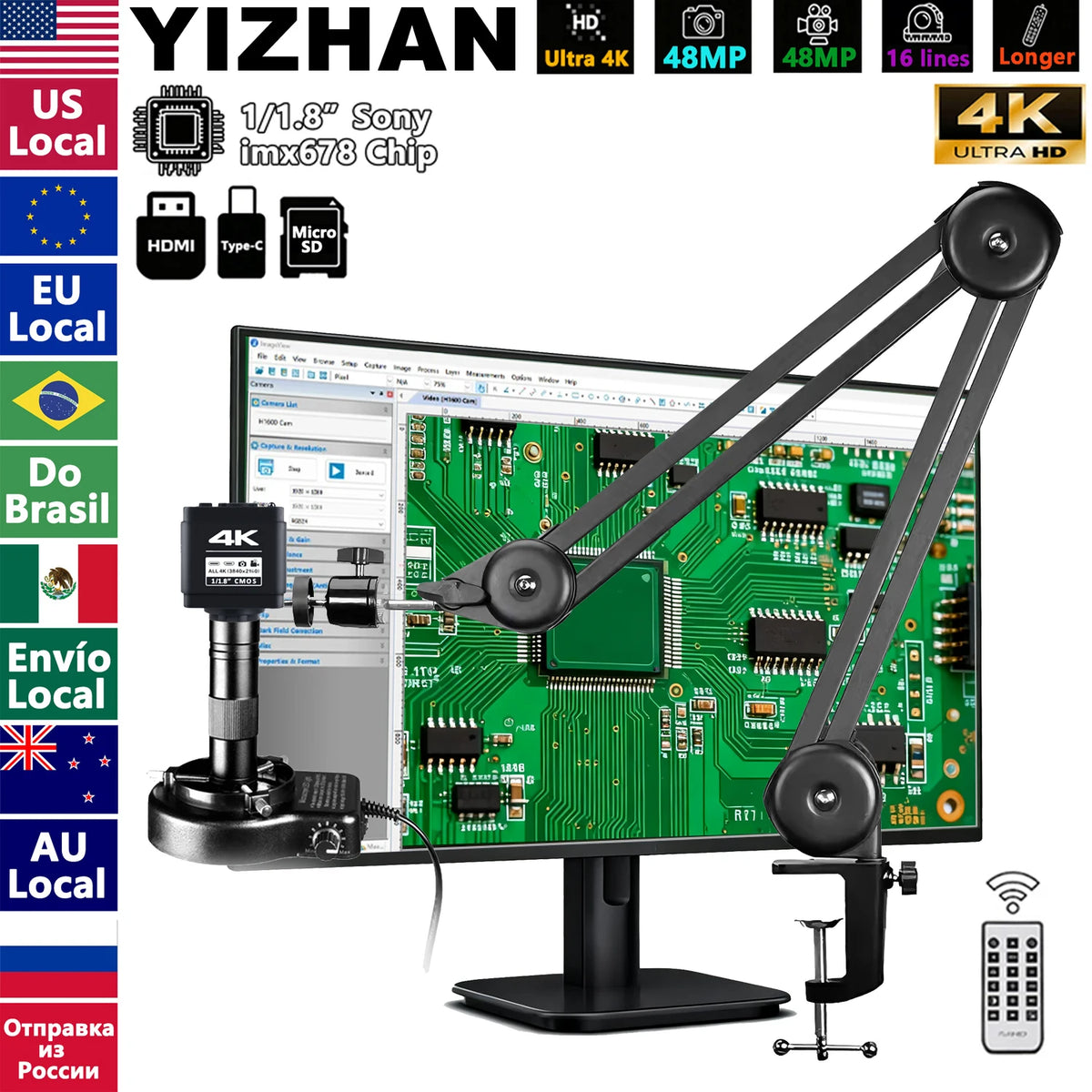 YIZHAN 4K Digital Microscope with Software and IMX678/IMX415 CMOS Sensor
