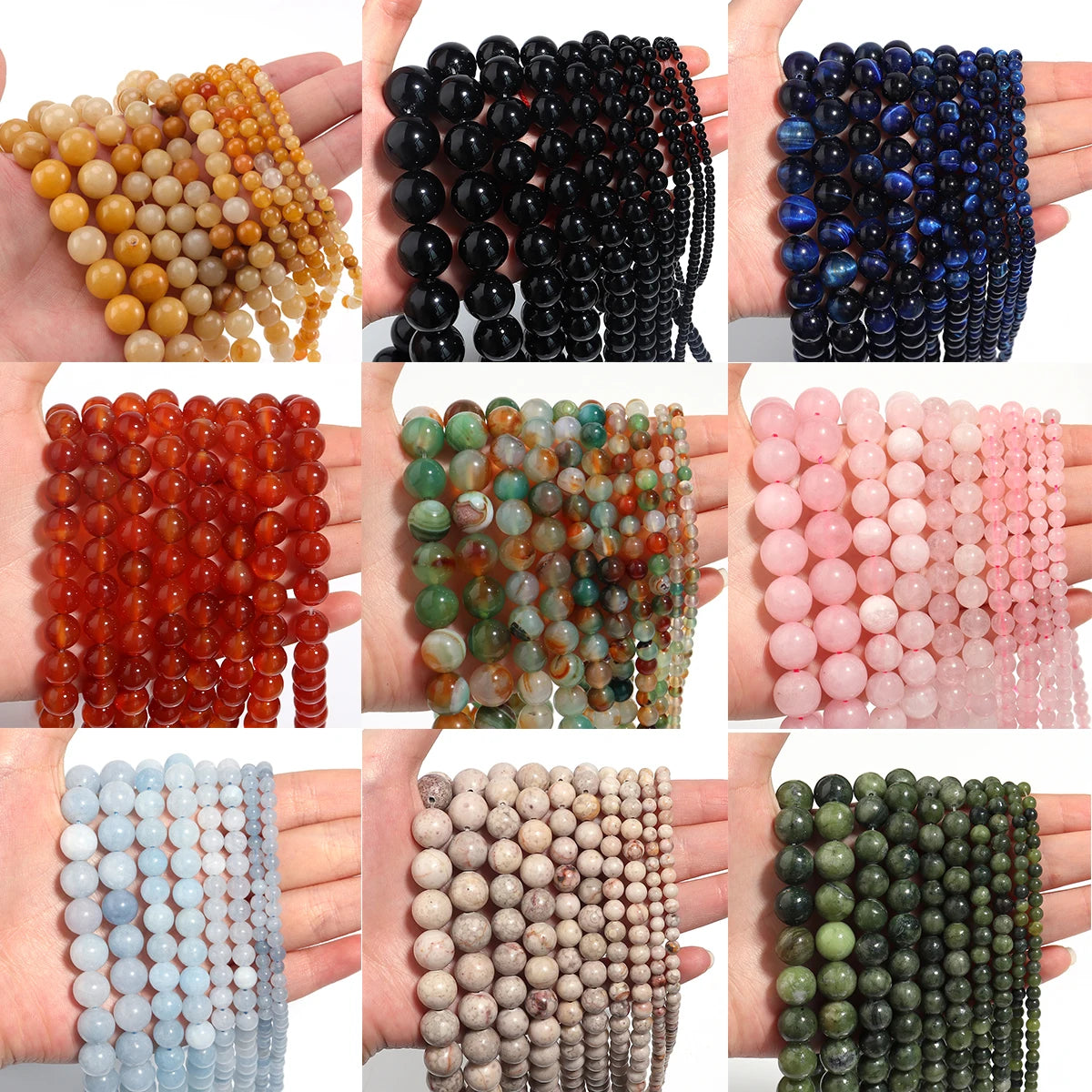 Natural Stone Jade Loose Spacer Beads for DIY Jewelry