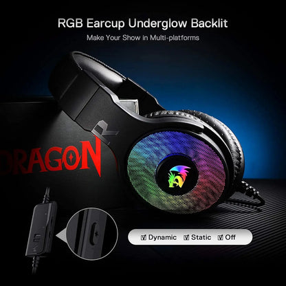Redragon H350 RGB Wired Gaming Headset with 50mm Drivers