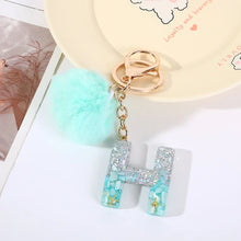 Letter Key Pendant With Green Fluffy Pompom