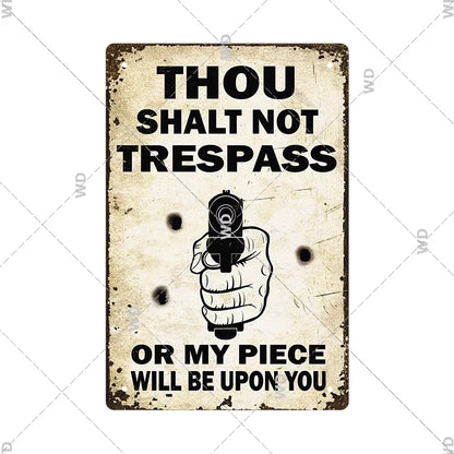Warning Tin Sign - Vintage Private Property & Security Wall Plaque