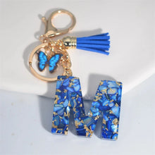Blue Glazed Stone A To Z Letter Keychain