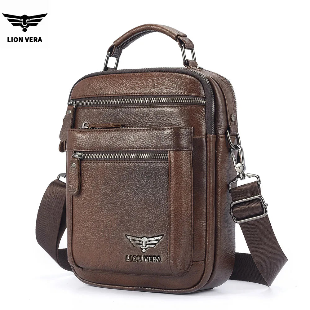 LION VERA Men's Genuine Leather Shoulder Bag & Crossbody Purse