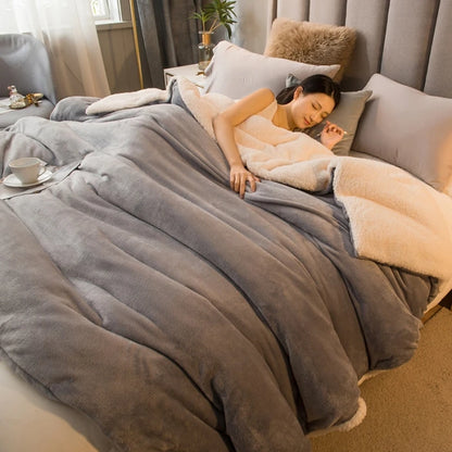Double Sided Wool Throw Blanket