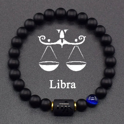 12 Zodiac Sign Natural Bead Bracelet for Men & Women