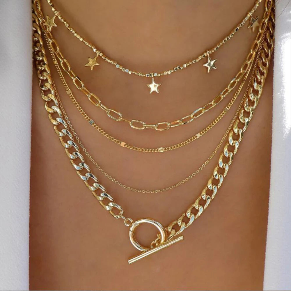 5pcs Simple Braided Bead Chain Necklaces