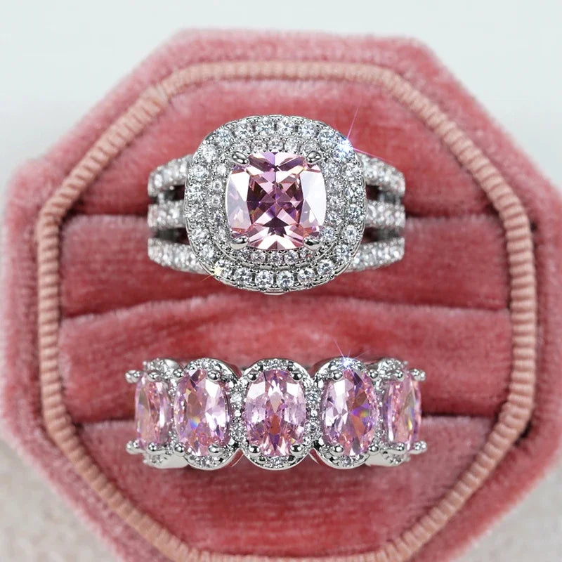 Gorgeous 2Pcs Set Brilliant Zirconia Rings