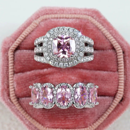 Gorgeous 2Pcs Set Brilliant Zirconia Rings