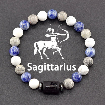 12 Zodiac Sign Natural Bead Bracelet for Men & Women