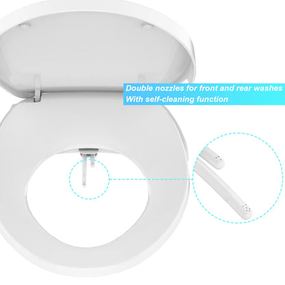 Premium Non-Electric Round Bidet Toilet Seat with Dual Nozzle