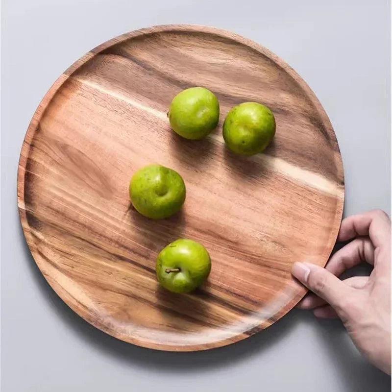 Wooden Round Serving Platter Tray
