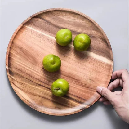 Wooden Round Serving Platter Tray
