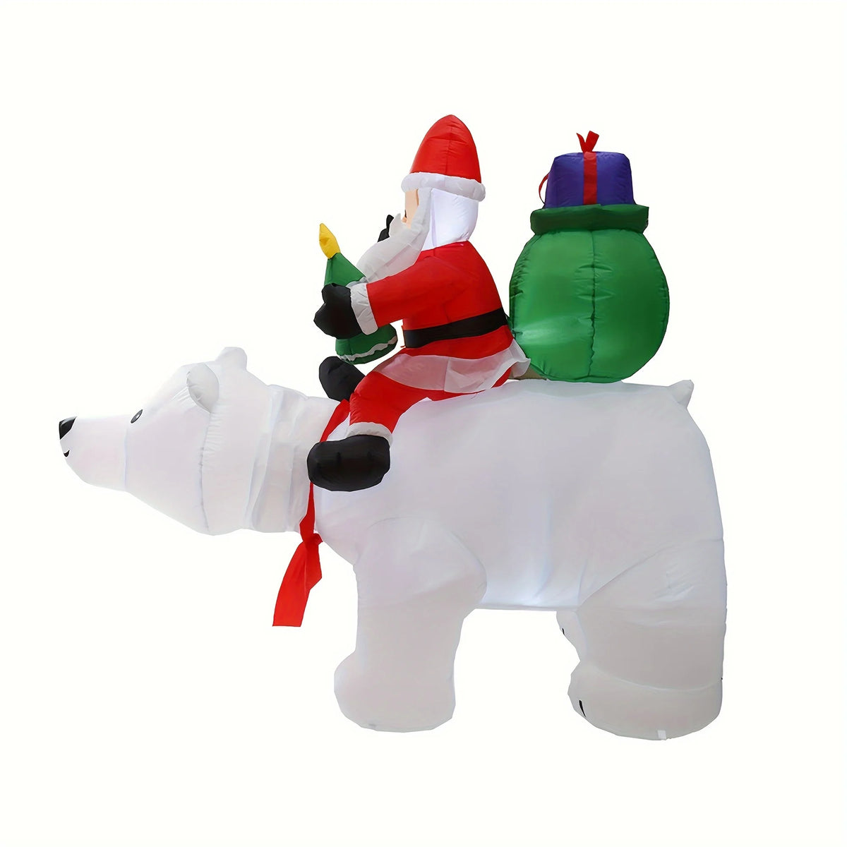 6.56ft Inflatable Santa Claus Riding Polar Bear with LED Lights & Shaking Head