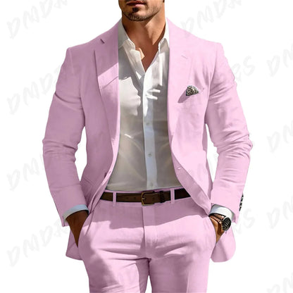 Men’s Formal Slim-Fit Suit Set – Premium Single-Breasted Wedding & Business Tuxedo