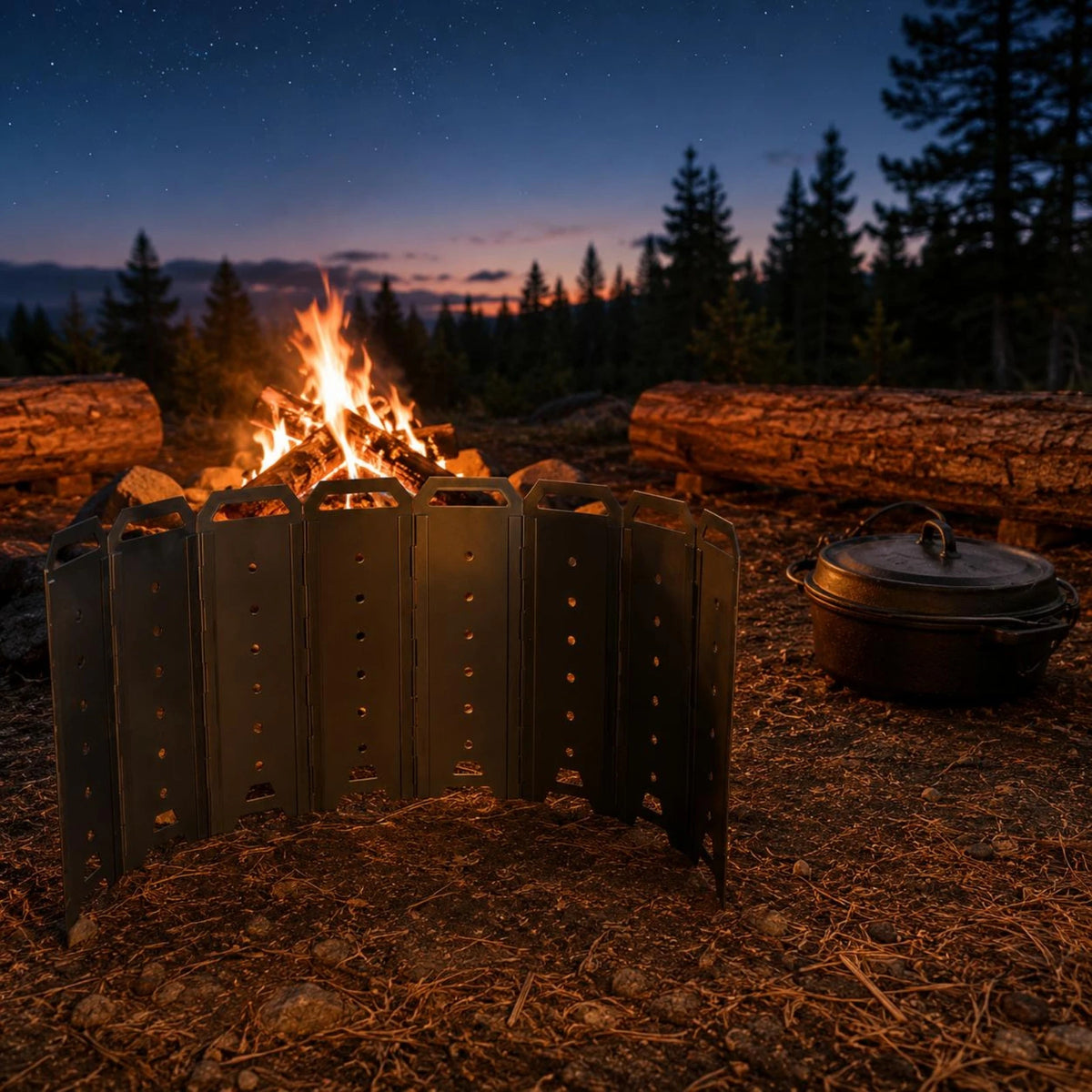Foldable 8-Panel Metal Fireplace & Camping Heater Windscreen