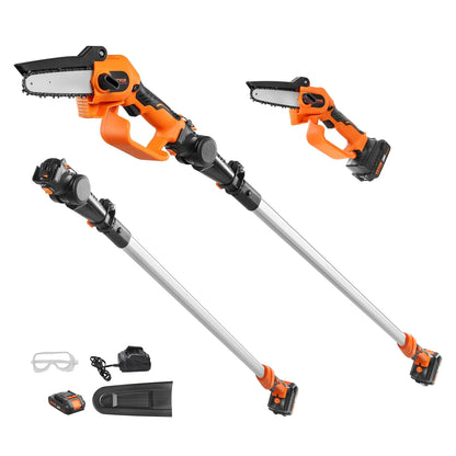 VEVOR 2-in-1 Cordless Pole Saw & Mini Chainsaw Battery Pole 8ft Reach