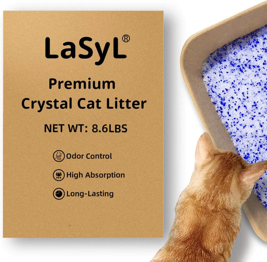 Premium Silica Gel Crystal Cat Litter 8.6lb Long-Lasting Odor Control & Absorption Non-Clumping