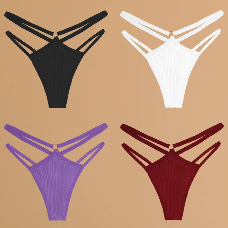 FINETOO 4Pcs Cotton Double Thin Thongs