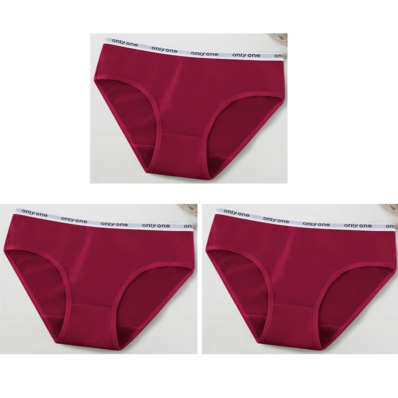 3-Pack Women's Pure Cotton Mid-Waist Briefs