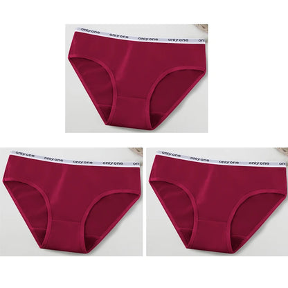 3-Pack Women's Pure Cotton Mid-Waist Briefs