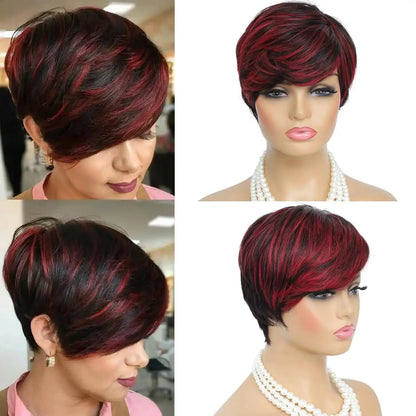 Women's Ombre Red Synthetic Pixie Cut Wig